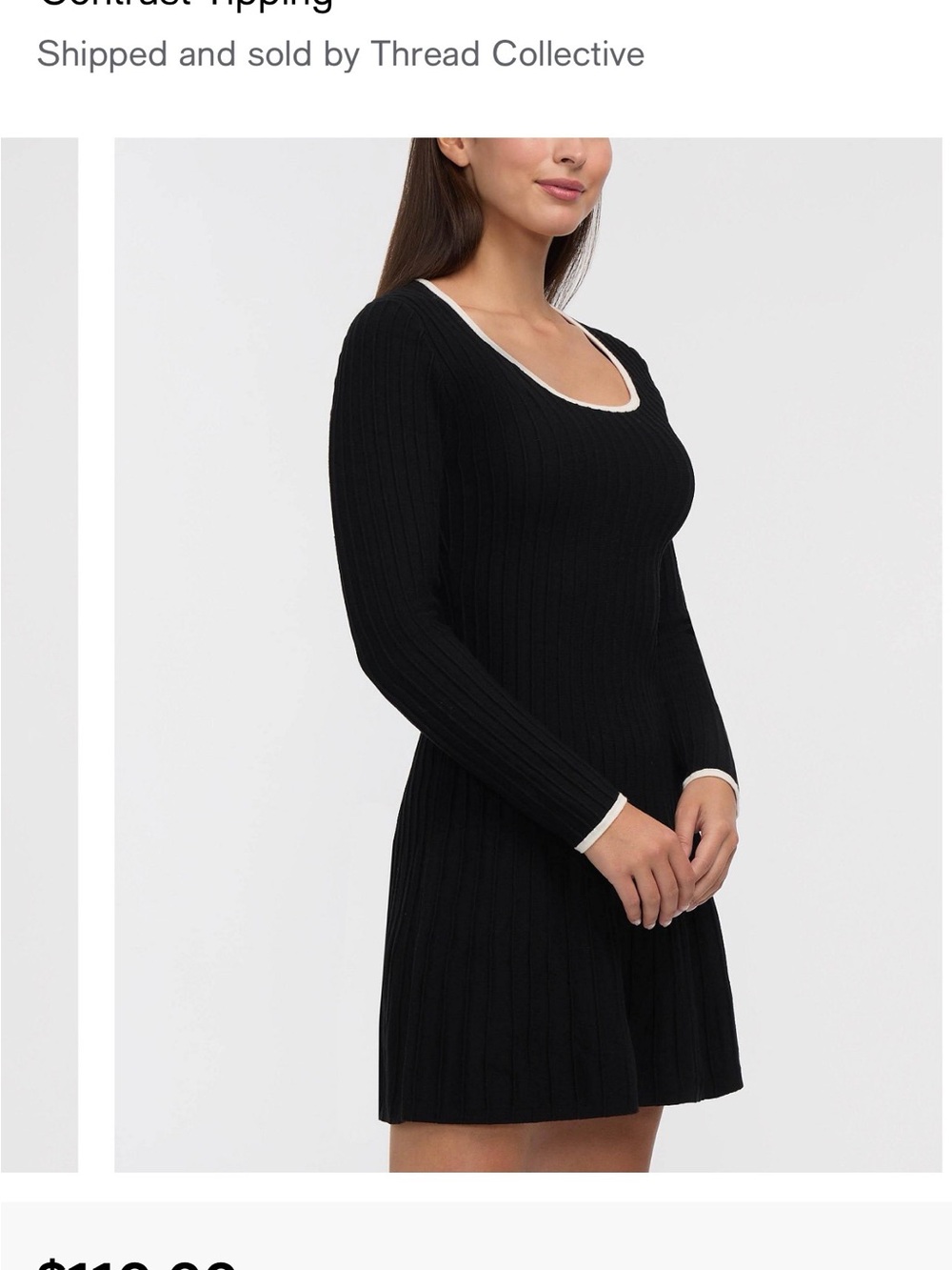 Women’s Square Neck Sweater Dress with contrast tipping